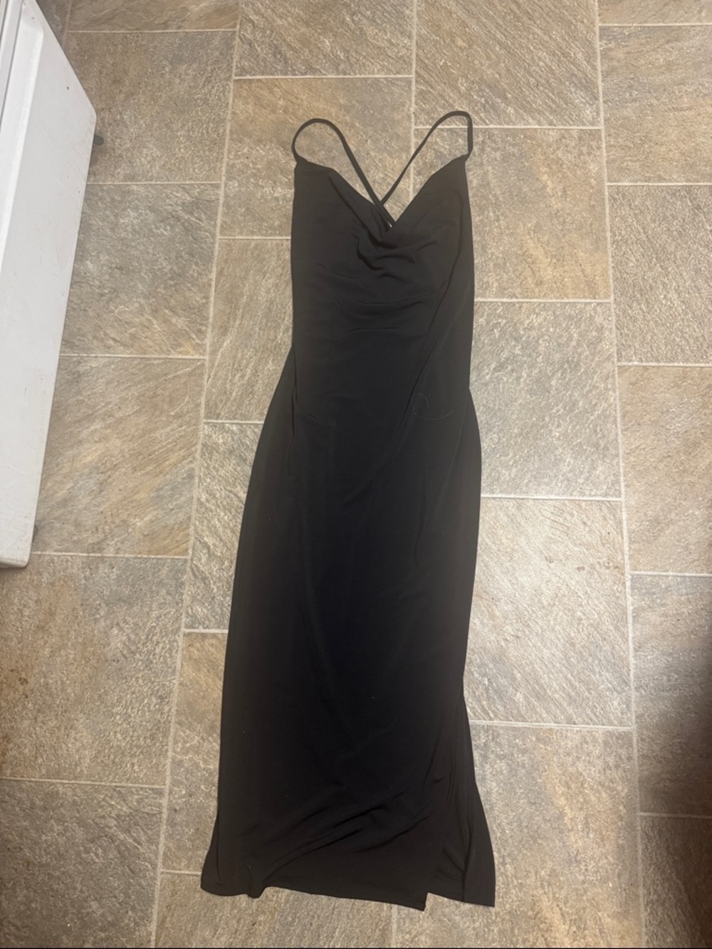 Abercrombie & Fitch Black Strapless Cowl Slip Dress
